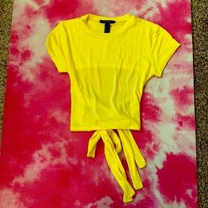Bright yellow crop top with back ties
